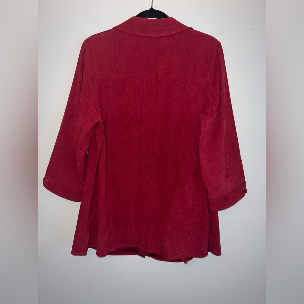 JM COLLECTION Women’s ¾ Sleeve Pockets Stretch Sueded Snap Button plus size 1X ✨ - Picture 6 of 7